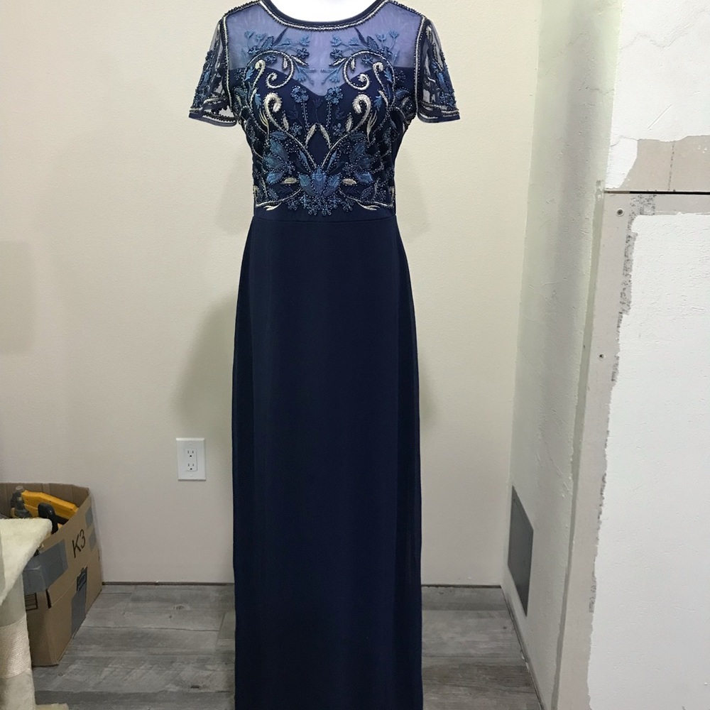 Navy blue beaded Maner Mother of the Bride Gown